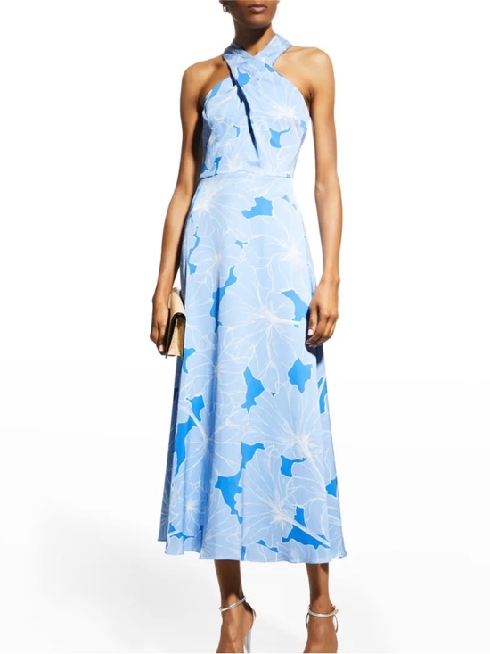 Milly Dresses & Skirts - Milly Sky & Cobalt Floral Halter Midi Dress